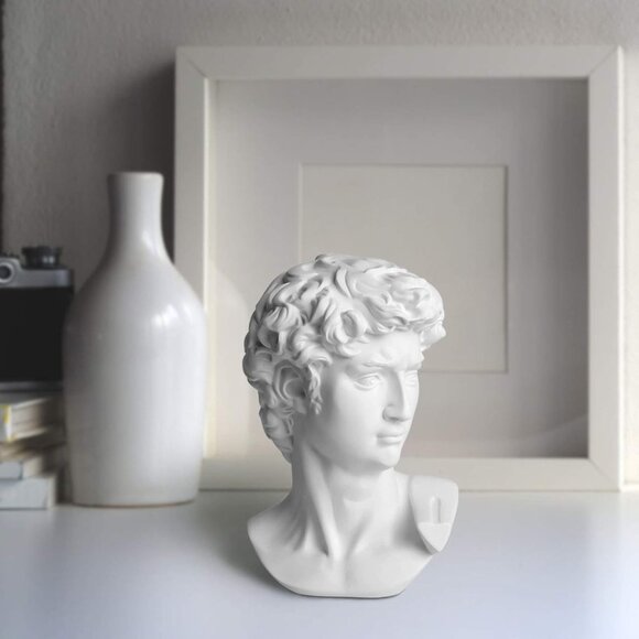 David Head Statue 6 Inch Greek Roman Black Bust for Home and Office Decor - Picture 2 of 6